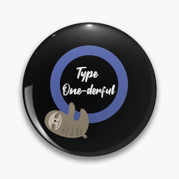 Item preview, Type 1 Diabetes T1D Type One-Derful Awareness Sloth On Blue Circle  designed and sold by JessieJune.