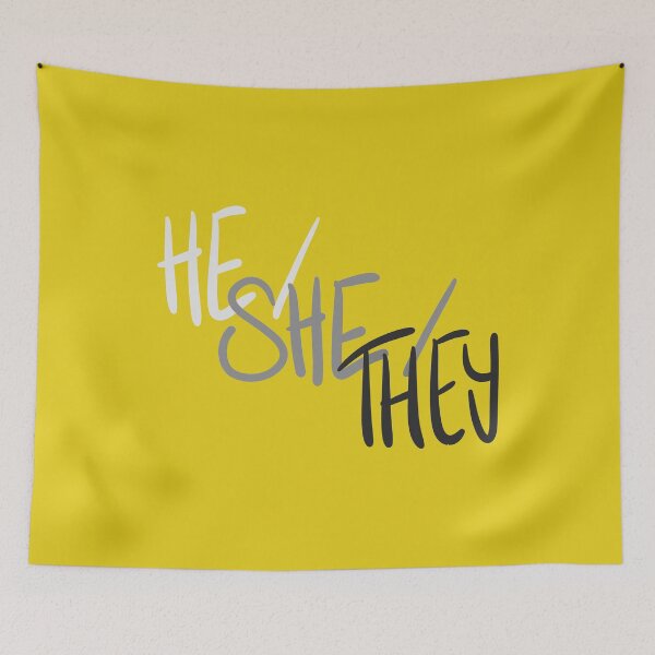 Item preview, HE/SHE/THEY, v5, grey/yellow designed and sold by Skyler Orion X.
