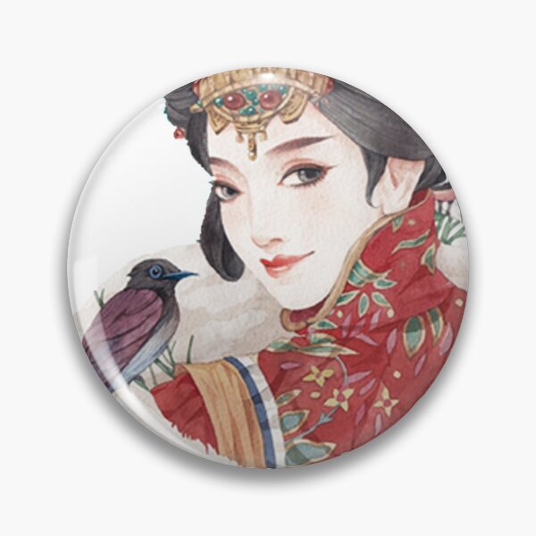 Artikelvorschau, China Kunstdruck - Porträt junge Chinesin in rot mit Vogel entworfen und verkauft von Kallandra.