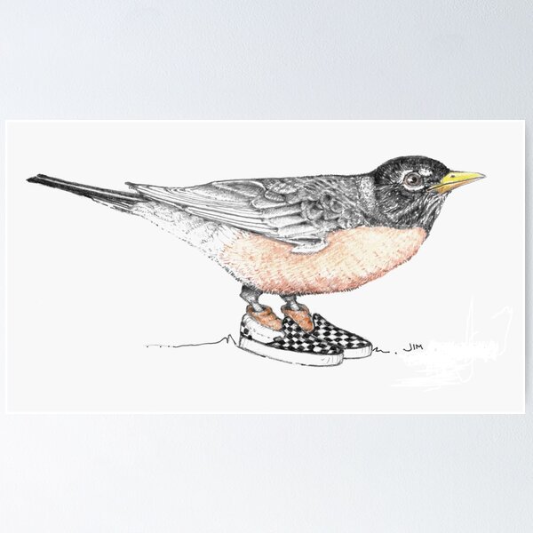 Item preview, Robin in checkered sneakers designed and sold by JimsBirds.
