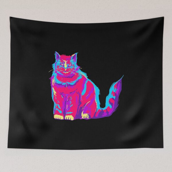 Item preview, Psychedelic Rave Edm Cat. Colorful Trippy Kitty cat design design designed and sold by D-C-Designs.