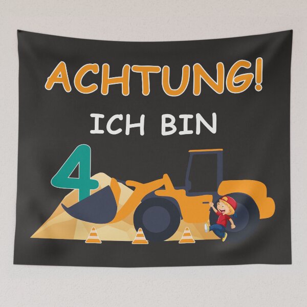 Artikelvorschau, Ich bin schon 4 | Kinder Bagger Geburtstag entworfen und verkauft von blikonie.