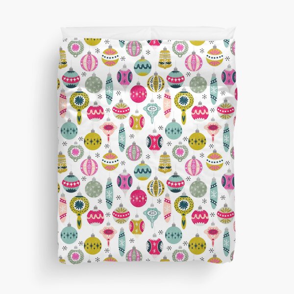 Ornaments - White by Andrea Lauren Duvet Cover