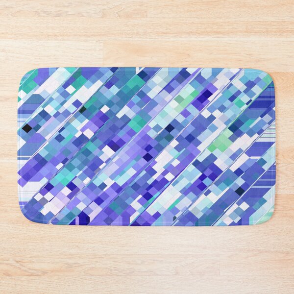 Item preview, geometric square pixel pattern abstract background in purple and blue designed and sold by Mrvell.