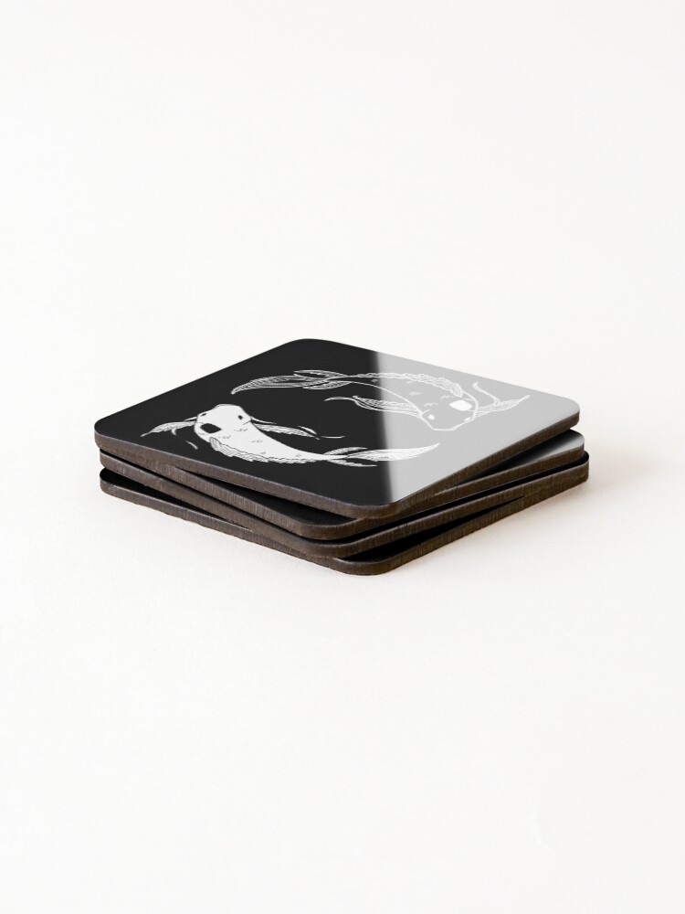 Alternate view of white on black spirit fish atla Coasters (Set of 4)
