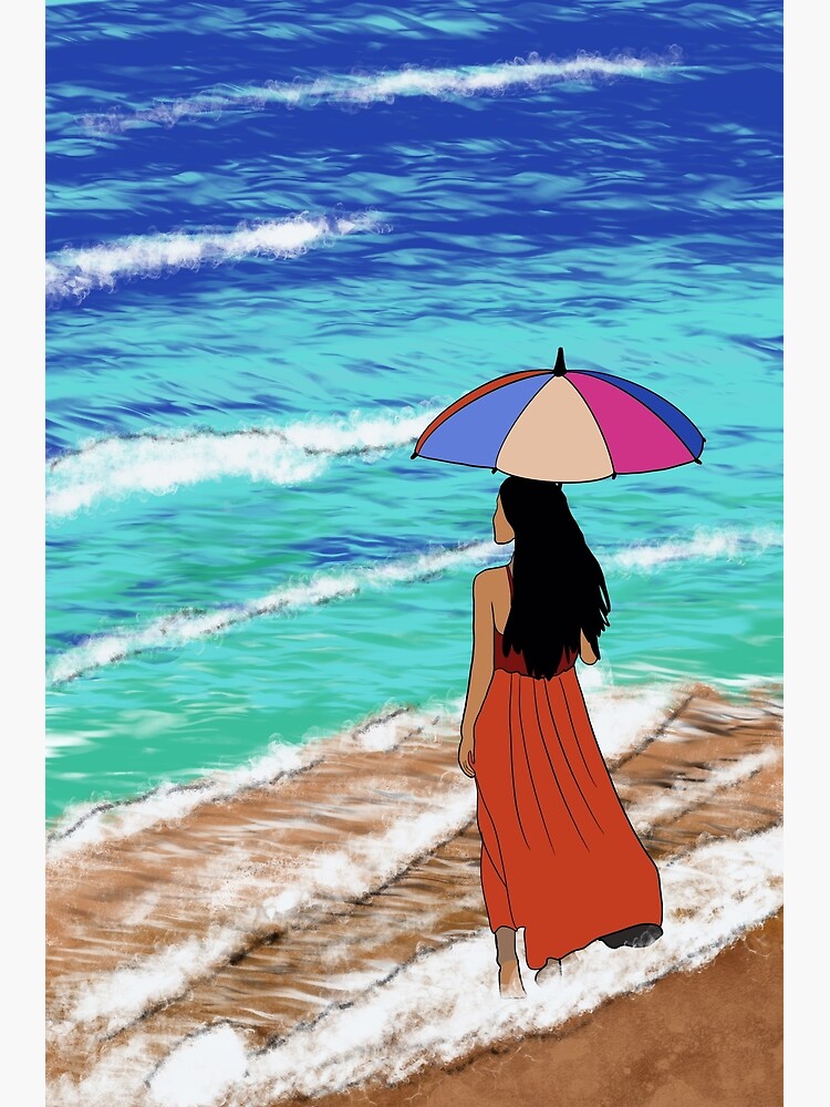 Beach Girl Minimalist Digital Art Printable Download