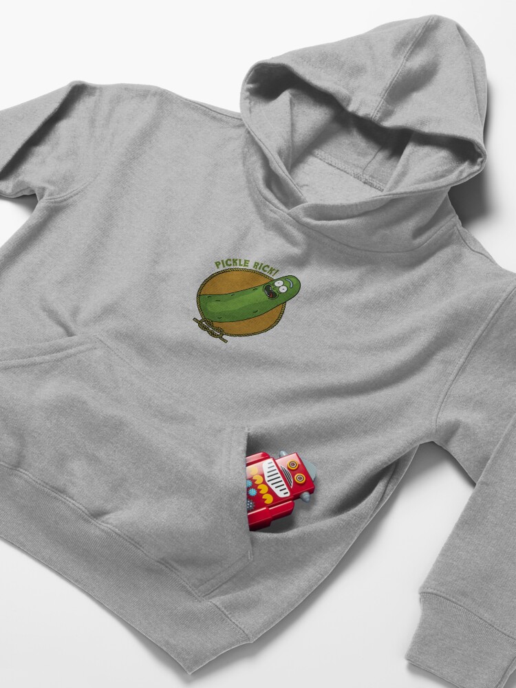 Alternate view of Pickle Rick! Kids Pullover Hoodie