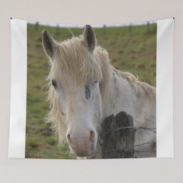 Item preview, White camargue horse portrait in the meadow	 designed and sold by EstelleRossetti.