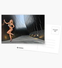 Blond girl in lingerie at LA cityscapes 3 Postcards