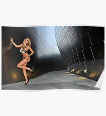Blond girl in lingerie at LA cityscapes 3 Poster