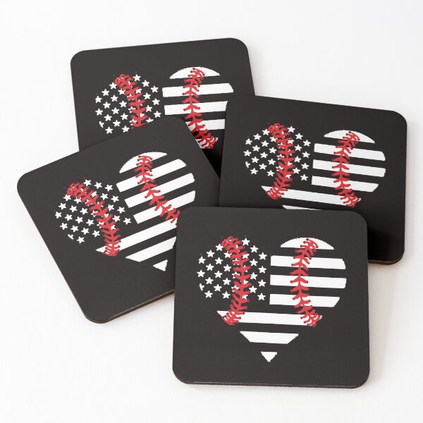 Item preview, Red Baseball or Softball Seams Stitches USA American Flag Heart designed and sold by pcreations.