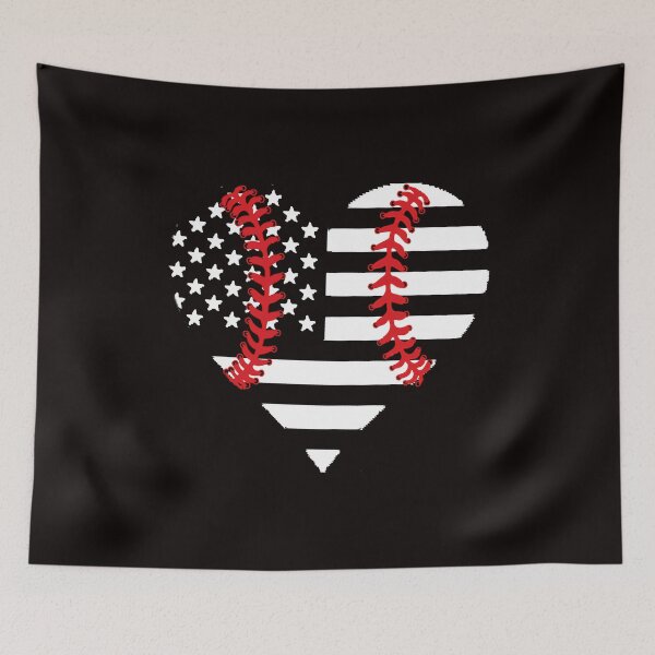 Item preview, Red Baseball or Softball Seams Stitches USA American Flag Heart designed and sold by pcreations.