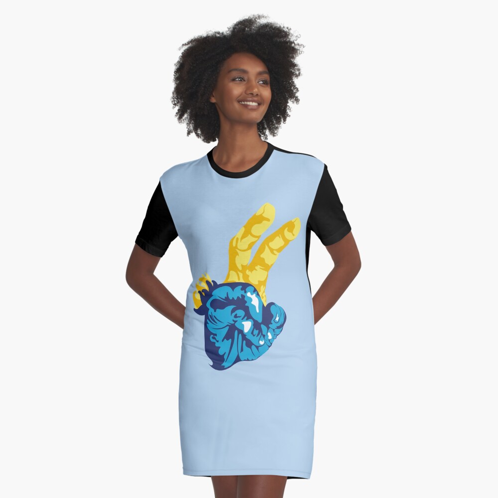 Nudibranch Hand Signal Graphic T-Shirt Dress