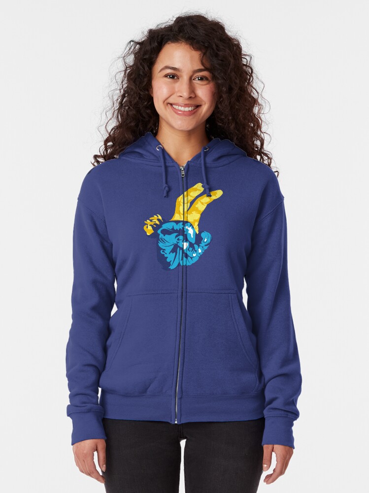 Alternate view of Nudibranch Hand Signal Zipped Hoodie