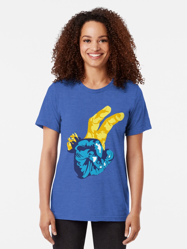 Alternate view of Nudibranch Hand Signal Tri-blend T-Shirt