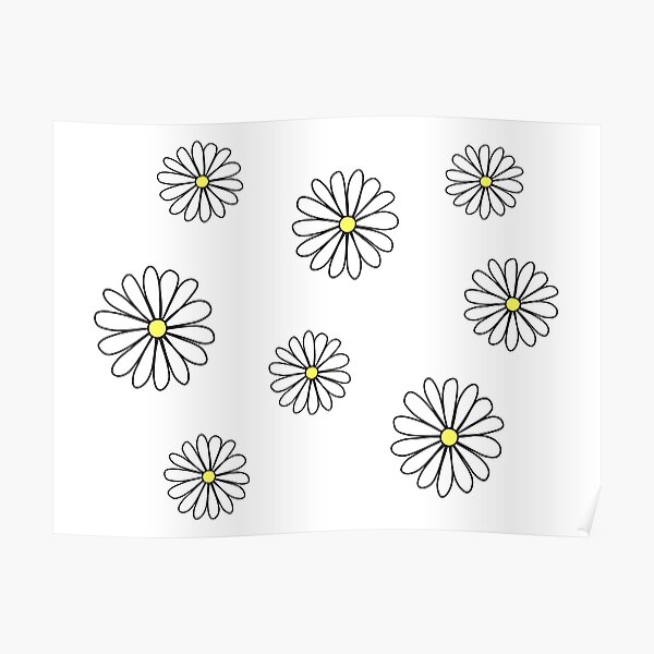 White Daisy doodle Poster