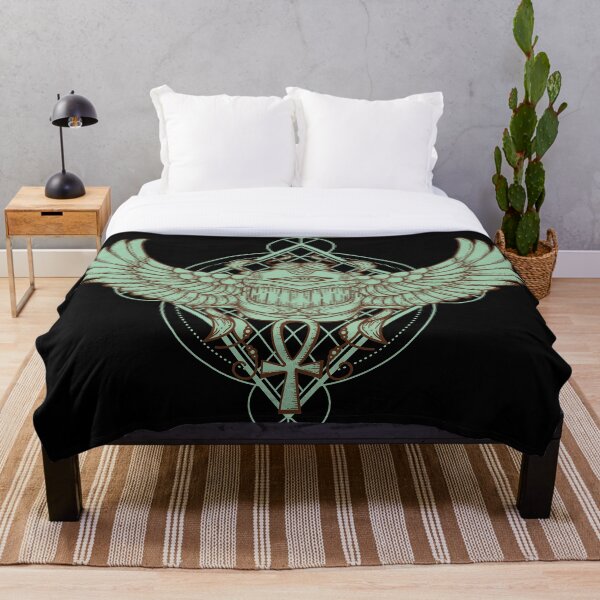 Artikelvorschau, Skarabäuskäfer mit allen sehenden Augen und Ankh über heiliger Geometrie entworfen und verkauft von WiccaStore.