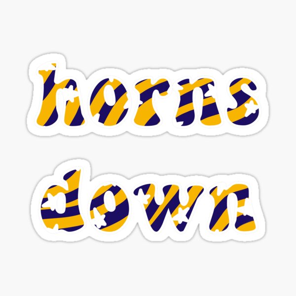 "'horns down' retro font wvu" Sticker for Sale by abbeygfrerer
