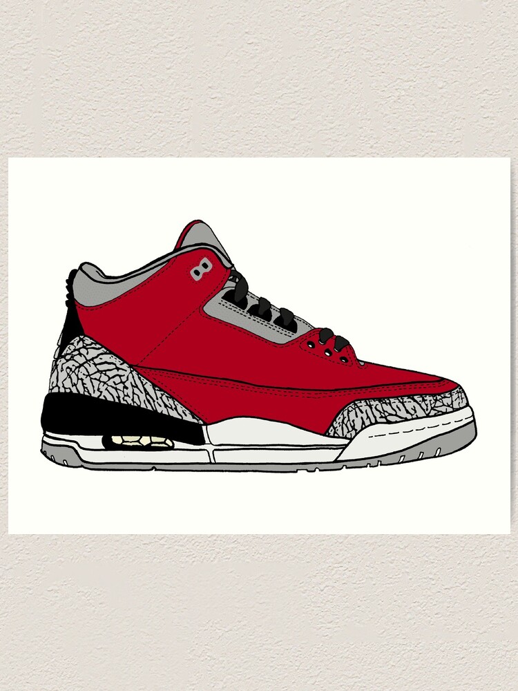 Air Jordan III (3) “Red Cement” Art Print