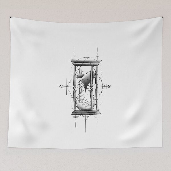 Item preview, Classic Hour Glass with Sand and Ice with Geometrical Tattoo Design designed and sold by Tyler Rosso.
