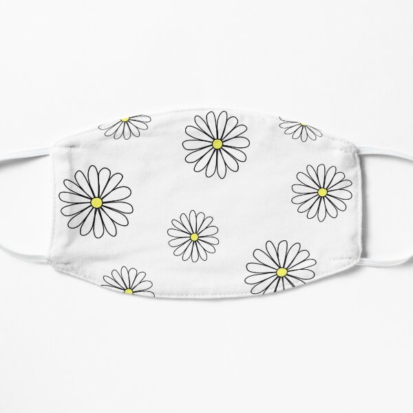 White Daisy doodle Flat Mask