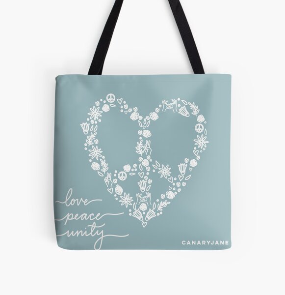 Peace, Love, & Unity Artwork All Over Print Tote Bag