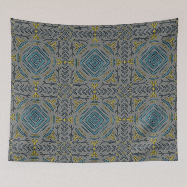 Item preview, Abstract Pattern 13  - Grey, Blue and gold ornament designed and sold by Julia Rudens.