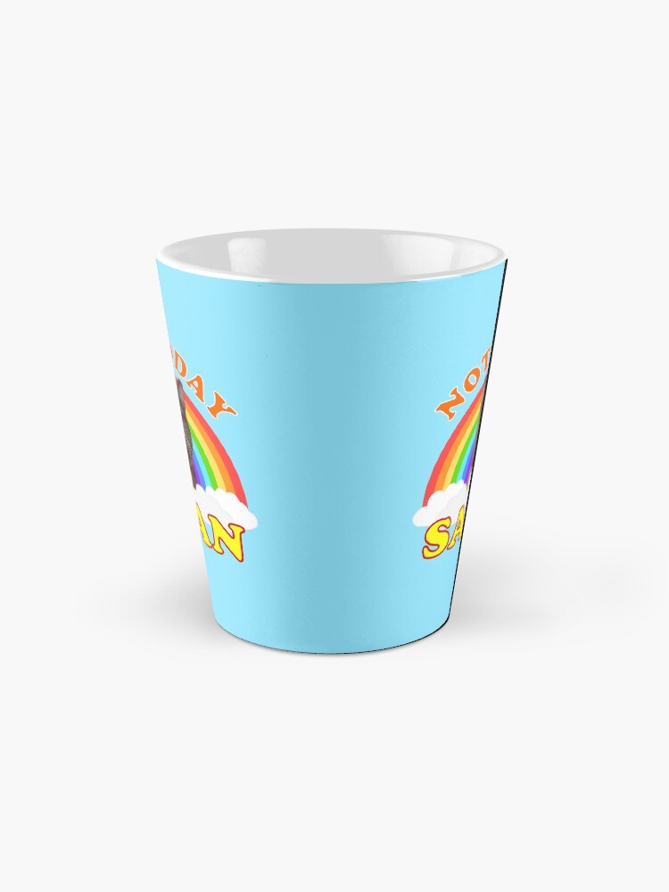 Alternate view of NOT TODAY SATAN! - Roger the Cat, Death Metal Rainbow Smiles Mug
