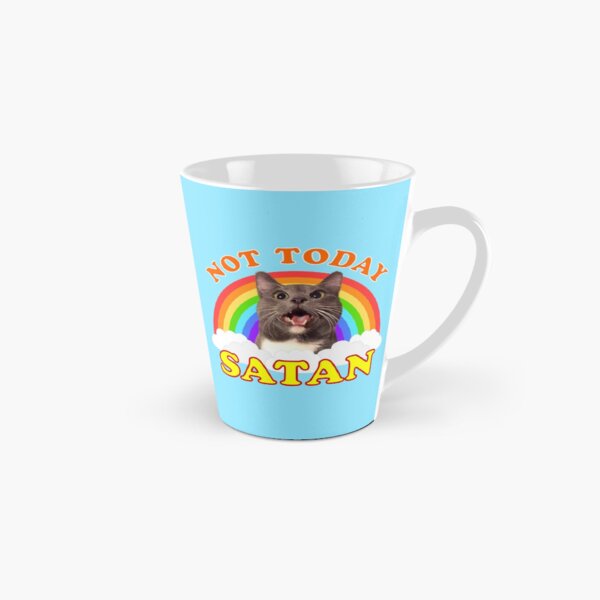 NOT TODAY SATAN! - Roger the Cat, Death Metal Rainbow Smiles Tall Mug