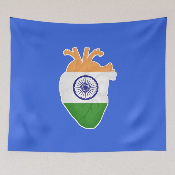 Item preview, Proud to be Indian, Heart beating for India, Ashoka Chakra | Pride - blue background designed and sold by Kinisis.