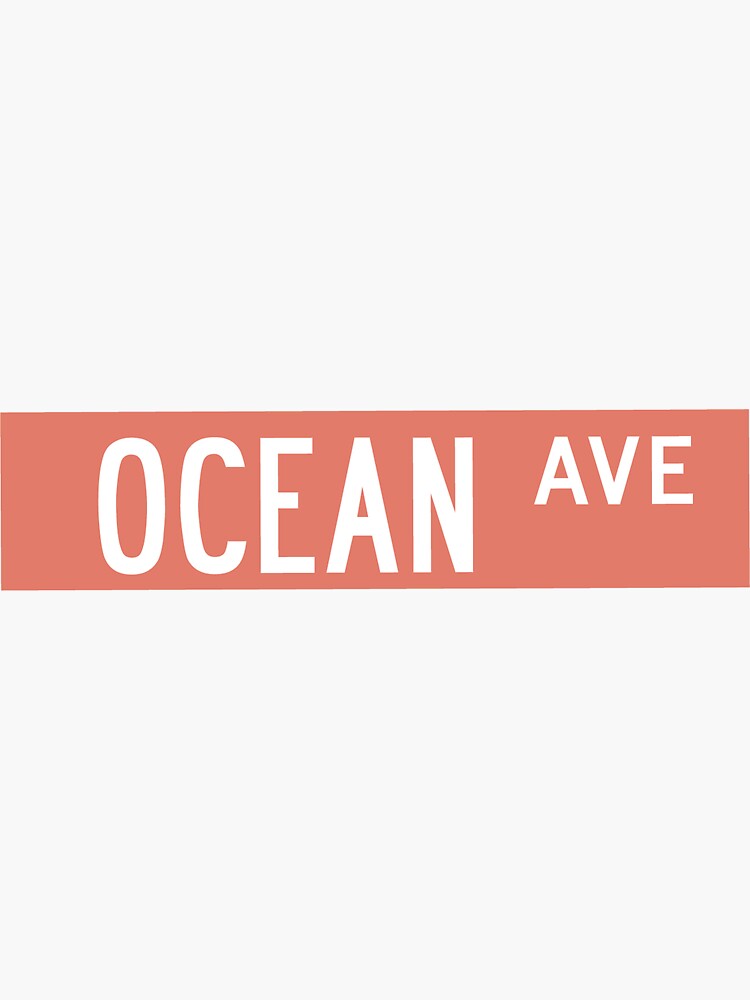 "ocean ave" Sticker for Sale by kdefelicee Redbubble