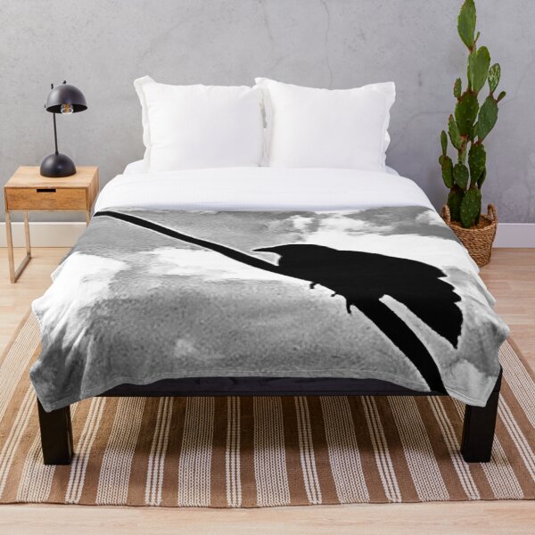 Crow On A Wire Throw Blanket