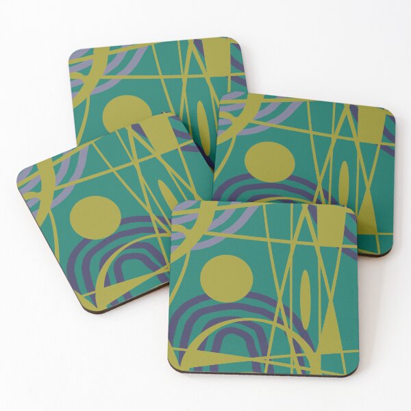 Item preview,  Lines with dot in gold turquoise background designed and sold by Move-Art.