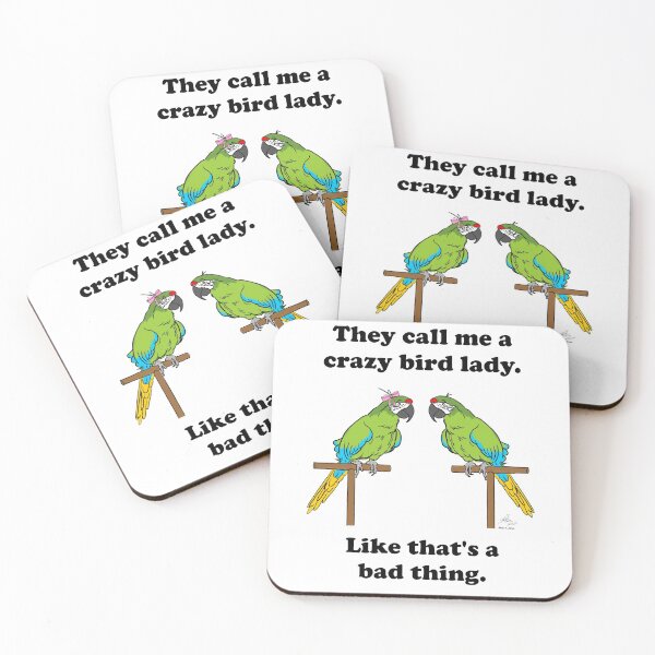 Item preview, Crazy Bird Lady with Military Macaws designed and sold by Laughing Parrot Studio.