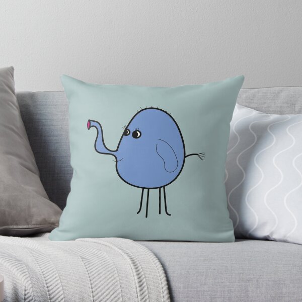 Elephantie in blue Throw Pillow
