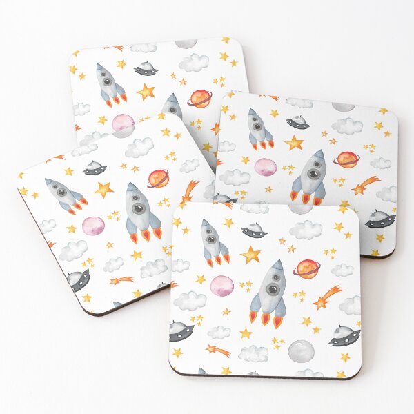 Item preview, Rockets / planets in space watercolor designed and sold by zabrinaz.