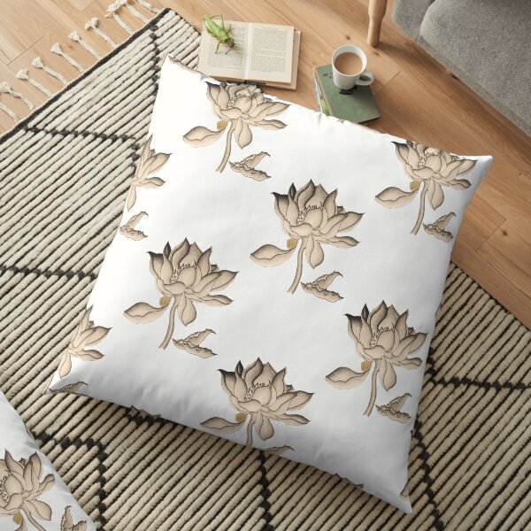 Lotus-like Flower (Sepia adjacent design) Floor Pillow