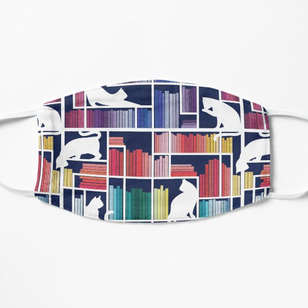 Étagère arc-en-ciel / / étagère fond bleu marine et chats de bibliothèque Masque sans plis