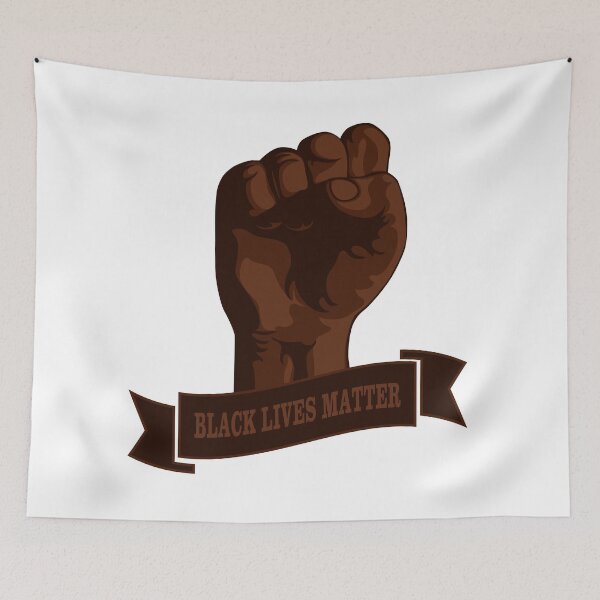 Item preview, Black lives matter fist illustration, banner for protest. Raised fist rally campaign against racial discrimination of dark skin color. Support for equal rights of black people. designed and sold by Marcin Adrian.