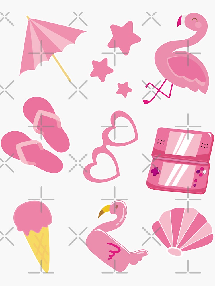 7x Aesthetic Pink Stickers
