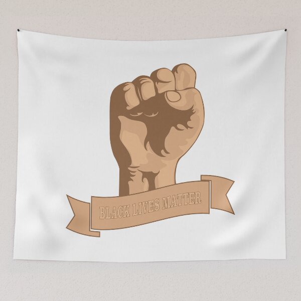 Item preview, Black lives matter fist illustration, banner for protest. Raised fist rally campaign against racial discrimination of dark skin color. Support for equal rights of black people. designed and sold by Marcin Adrian.