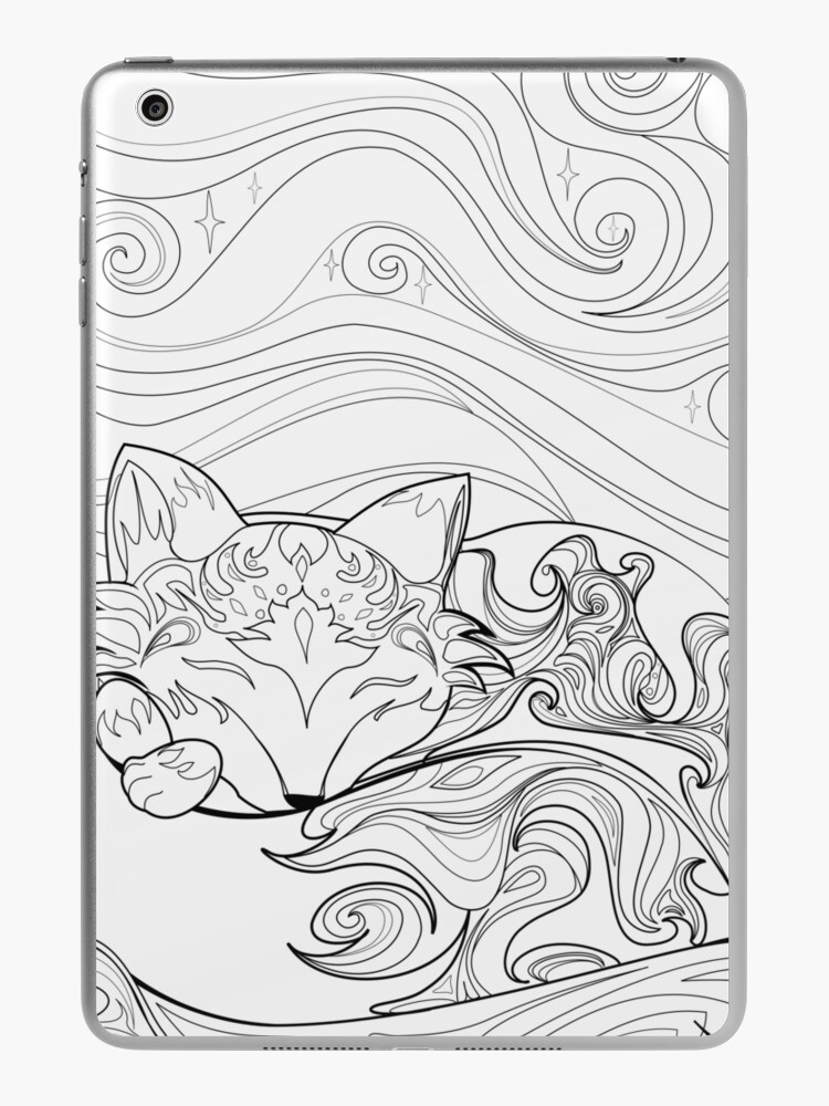 Sleeping Mystic Fox - Adult Coloring Book Style Spiral Notebook for Sale  by conscript