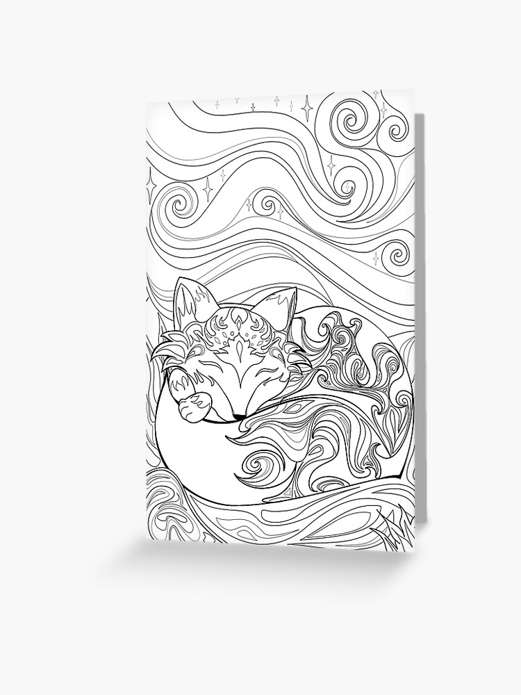 Sleeping Mystic Fox - Adult Coloring Book Style Spiral Notebook for Sale  by conscript