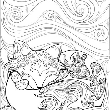 Sleeping Mystic Fox - Adult Coloring Book Style Spiral Notebook for Sale  by conscript