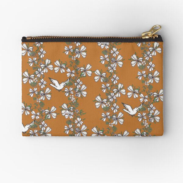 Bird Vine (Orange) Zipper Pouch