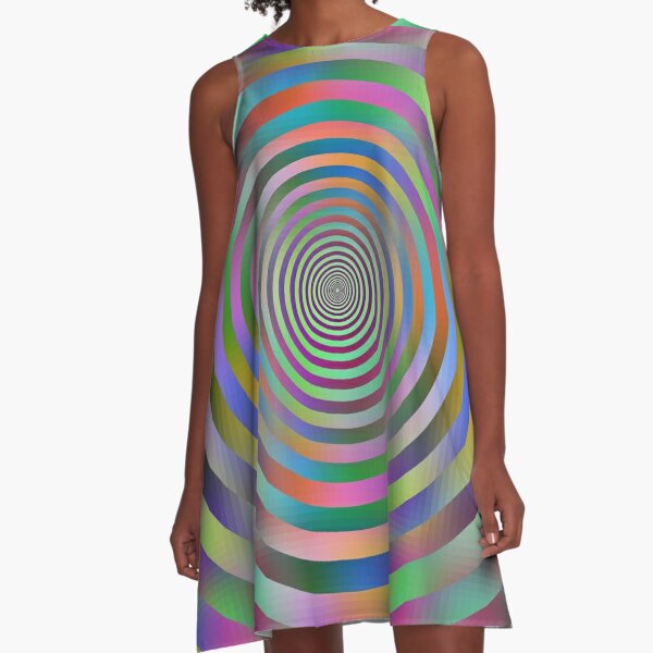 Concentric Shrinking Circles концентрические уменьшающиеся круги A-Line Dress