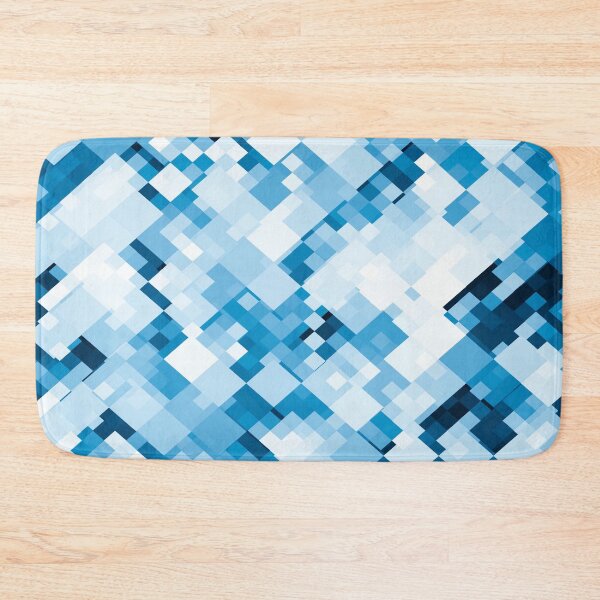 Item preview, geometric square pixel pattern abstract background in blue designed and sold by Mrvell.