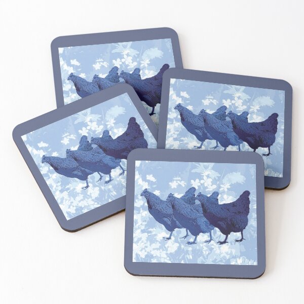 Item preview, Three blue hens designed and sold by Marju Rose.