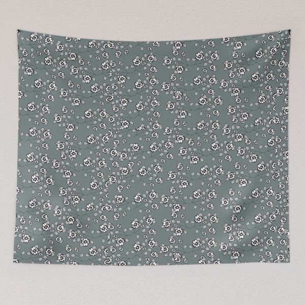 Item preview, White Flowers on Gray Background - A Hand Painted Floral Pattern designed and sold by Amalzaki.