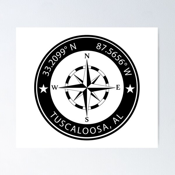 Item preview, Tuscaloosa, Alabama Geographical Coordinates designed and sold by TeeOhGraphics.
